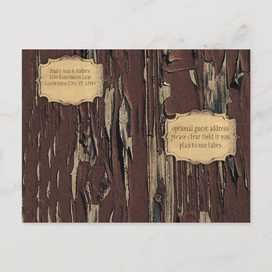 Oud Hout Land Chic Save the Date Aankondigingskaart (Achterkant)