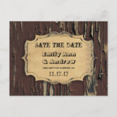 Oud Hout Land Chic Save the Date Aankondigingskaart (Voorkant)