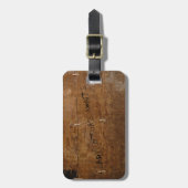 Oud Hout met (aanpasbare) Krastekst Bagagelabel (Voorkant verticaal)