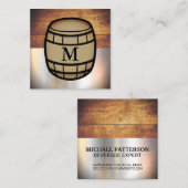  oud hout | metalen plaat | vat vierkante visitekaartje (Voorkant / Achterkant)