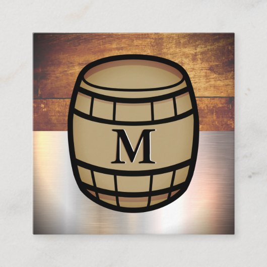  oud hout | metalen plaat | vat vierkante visitekaartje (Voorkant)