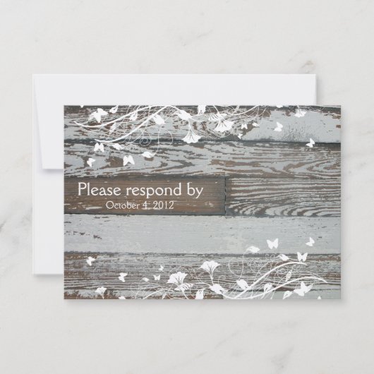 Oud hout RSVP met envelop Kaartje (Voorkant)