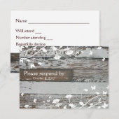 Oud hout RSVP met envelop-wit Kaartje (Voorkant / Achterkant)