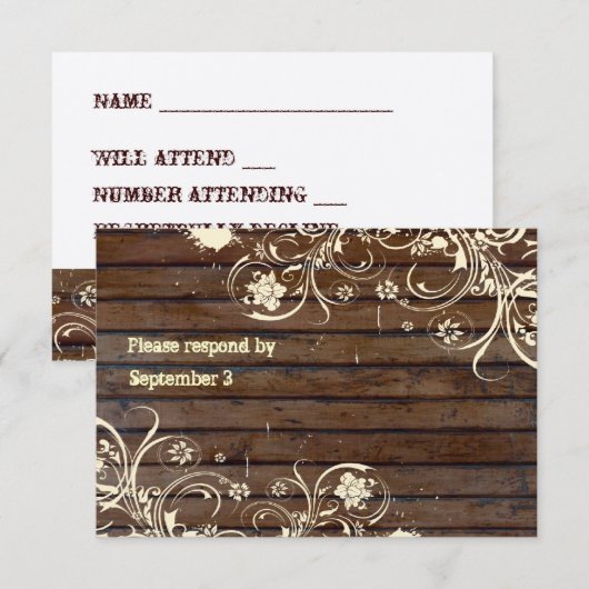 Oud hout Rsvp met enveloppen (Voorkant / Achterkant)