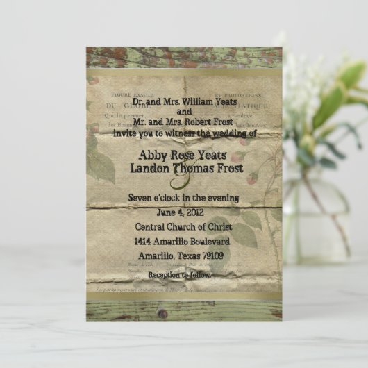 Oud hout,  uitvindingen van Franse papieren bruilo Kaart (Staand voorkant)