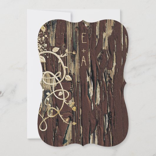  oud hout - weduwschap uitnodigen kaart (Achterkant)