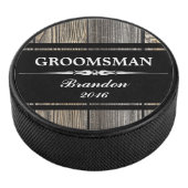Oud hout zwarte GROOMSMAN Weddenschap Hockey Puck (3/4)