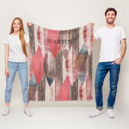 Oud houten patroon rustiek gepersonaliseerd fleece deken