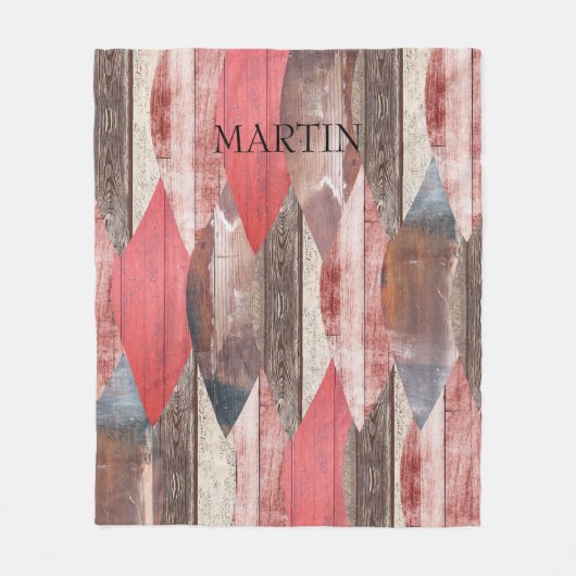Oud houten patroon rustiek gepersonaliseerd fleece deken (Voorkant)