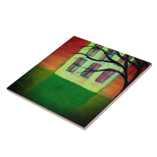 Oud huis Abstract schilderij Tegeltje (Zijkant)