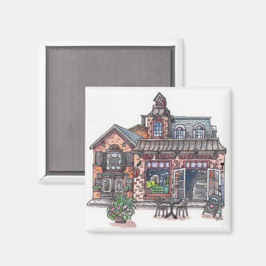 Oud huis in de stad magneet (Voorkant / Achterkant)