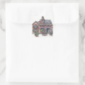 Oud huis in de stad vierkante sticker (Tas)