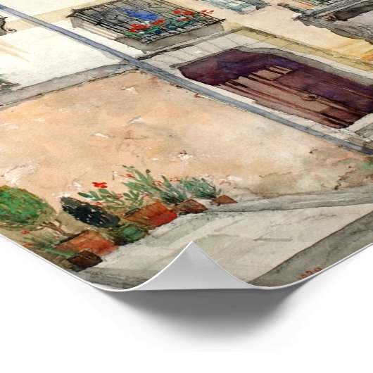 Oud huis in Segovia, Spanje | Cass Gilbert Poster (Hoek)