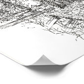 Oud huis Zwart Witte Inkt Pen Tekening Poster (Hoek)