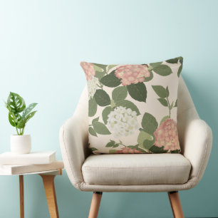 Oud Hydrangea Bloempatroon Kussen