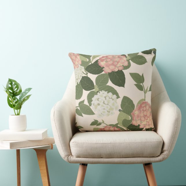 Oud Hydrangea Bloempatroon Kussen (Stoel)