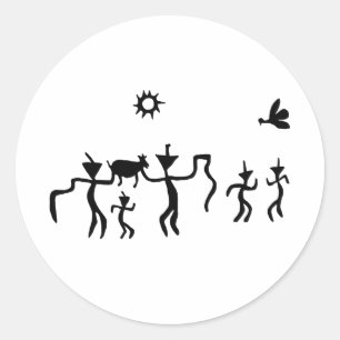 Oud Idool Geoglyph Symbool Petroglyph Amerindian Ronde Sticker