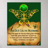 Oud Iers "Blessing Parchment with Gold Butterfly" Poster (Voorkant)
