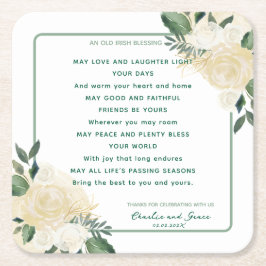 Oud Iers Zegen & Bruiloft Groen 2 Kartonnen Onderzetters
