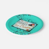 Oud ijsparlorbord sprookjesachtig turquoise papieren bordje (Gekanteld)