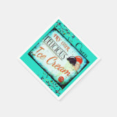 Oud ijszaak bord turquoise wit servetten (Hoek)