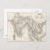  oud India kaart het briefkaart af (Voorkant / Achterkant)