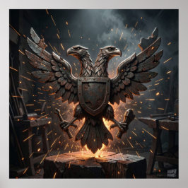 Oud industriële stijl ijzeren adelaar embleem met  poster