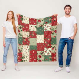 Oud-Inspireerde Kerst Thema Quilt Patroon Fleece Deken