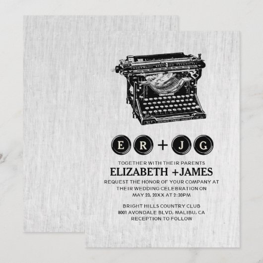 Oud-inzendingen voor schrijfmachines - bruiloft kaart (Voorkant / Achterkant)