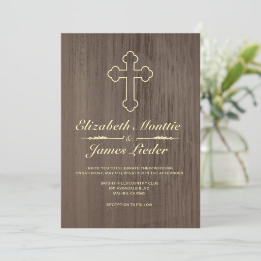 Oud Iron Cross Wedding Invitations Kaart (Staand voorkant)