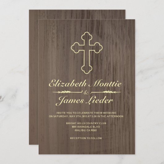 Oud Iron Cross Wedding Invitations Kaart (Voorkant / Achterkant)