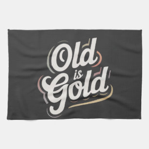Oud is Goud Vintage Retro Typografie Citaat Ontwer Theedoek