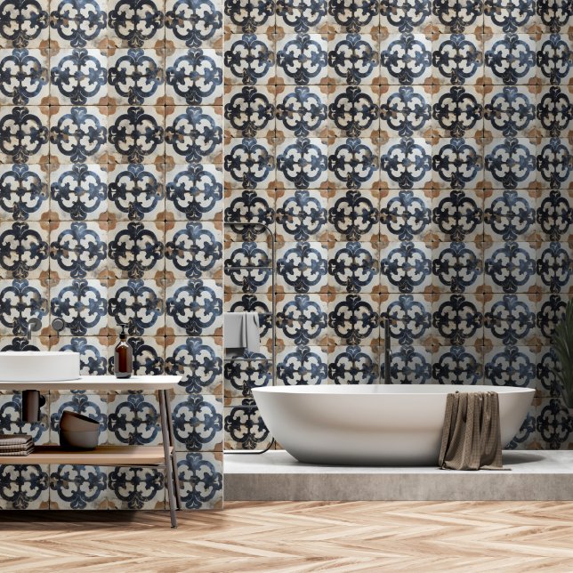 Oud Italiaans Tegelpatroon Behang (Badkamer)