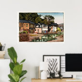 Oud Japans dorp Ukiyo-e Poster (Thuiskantoor)