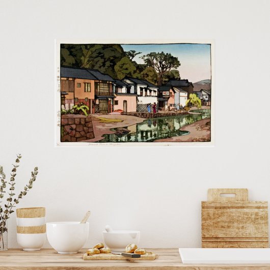 Oud Japans dorp Ukiyo-e Poster (Keuken)