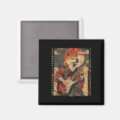 Oud Japans kunstwerk Samurai hond speelt de uitver Magneet (Voorkant / Achterkant)