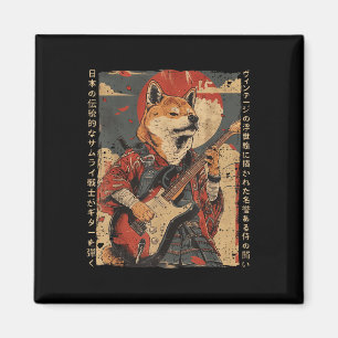 Oud Japans kunstwerk Samurai hond speelt de uitver Magneet