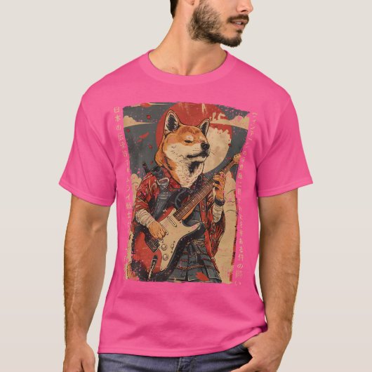Oud Japans kunstwerk Samurai hond speelt de uitver T-shirt (Voorkant)