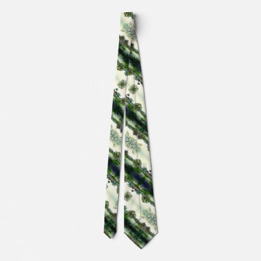 Oud Japans Samoerai Satijn landschap patroon Stropdas (Achterkant)