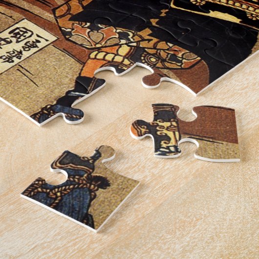Oud Japans schilderen van Samurai Fighting c.1800s Legpuzzel (Zijkant)