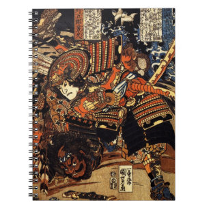 Oud Japans schilderen van Samurai Fighting c.1800s Notitieboek