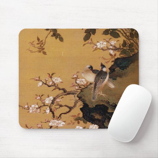  oud Japans schilderen van twee vogels Muismat (Met muis)