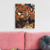 Oud Japans Schilderij van Samurai Vechten c.1800s Canvas Afdruk (Insitu (Woonkamer))