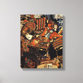 Oud Japans Schilderij van Samurai Vechten c.1800s Canvas Afdruk (Voorkant)