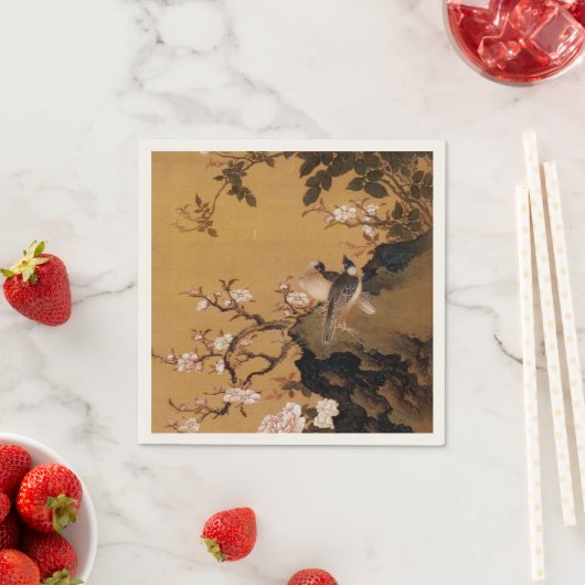 oud Japans schilderij van twee vogels Servetten (Insitu)