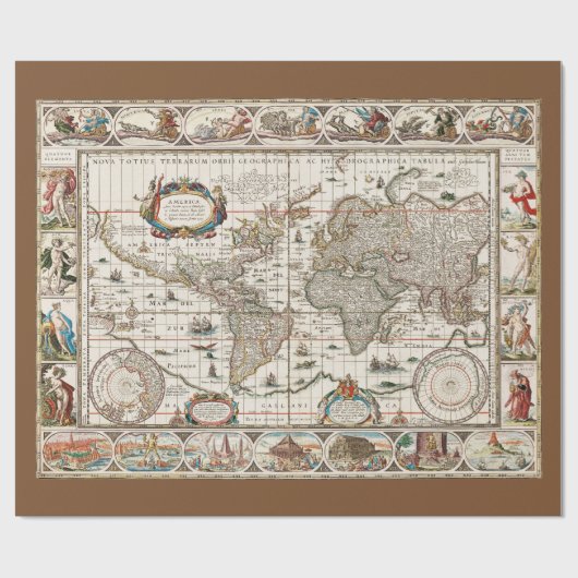 oud kaartpapier cadeaupapier (Vlak)