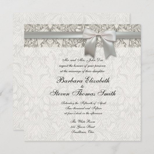  oud kant bruiloft uitnodiging Sjabloon (Voorkant / Achterkant)