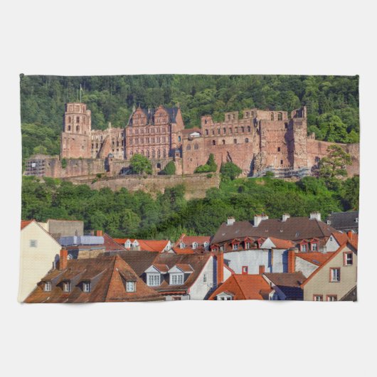 Oud kasteel in Heidelberg, Duitsland Theedoek (Horizontaal)