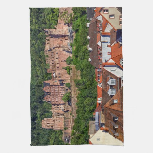 Oud kasteel in Heidelberg, Duitsland Theedoek (Verticaal)