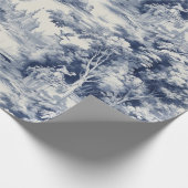 Oud Kasteel Modern Blauw Toile de Jouy patroon Cadeaupapier (Hoek)